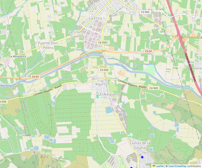 Mapa de hoteles y viviendas turisticas en ALGORFA