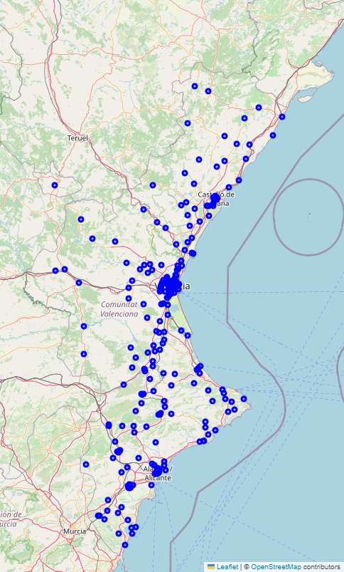 Mapa de Centros de Salud de la  Comunidad Valenciana