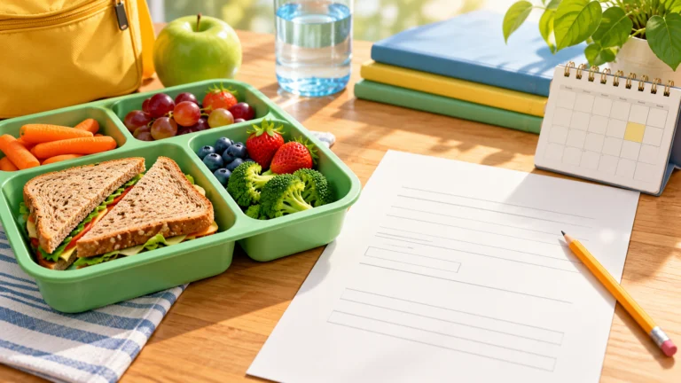 Bandeja escolar, formulario y calendario como símbolos de la ayuda de comedor