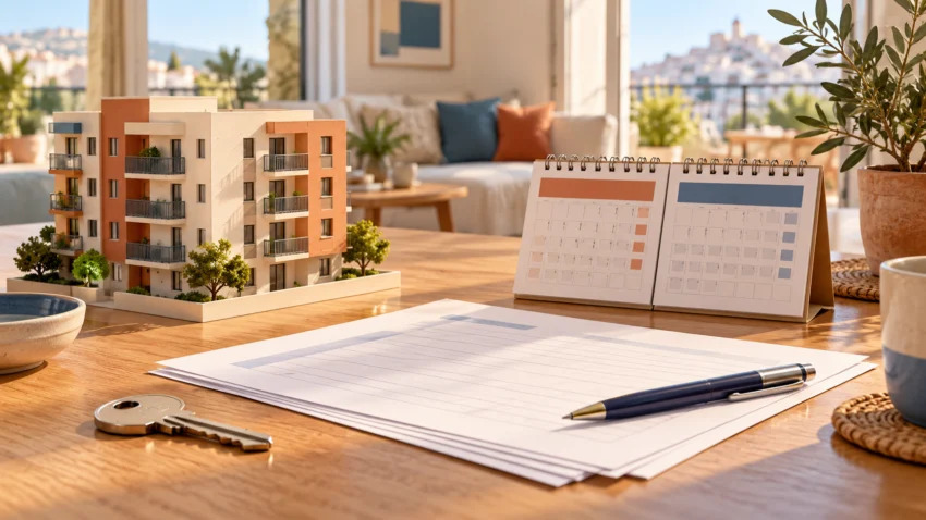 Maqueta d’habitatges, clau, sol·licitud i calendari com a símbols del cens públic de lloguer d’Alacant