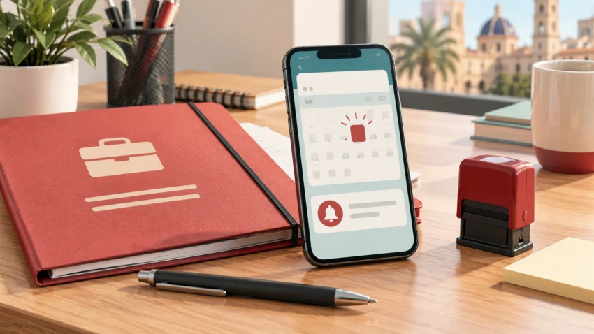 Móvil, calendario y carpeta de empleo como símbolos de la renovación del DARDE
