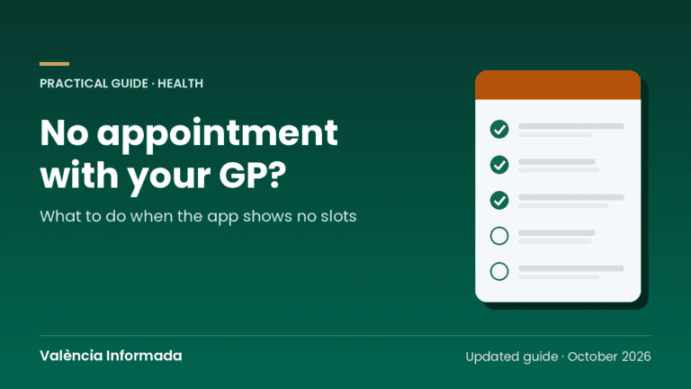 València Informada graphic with the title of the guide to getting a GP appointment in the Valencian Community
