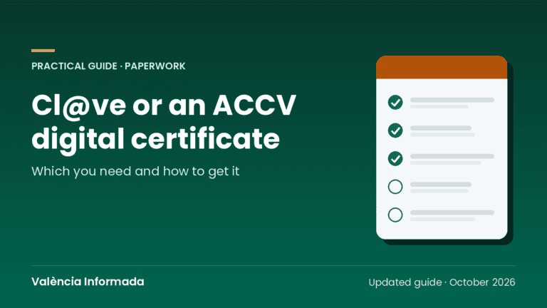 València Informada graphic with the title of the guide to Cl@ve and the ACCV digital certificate