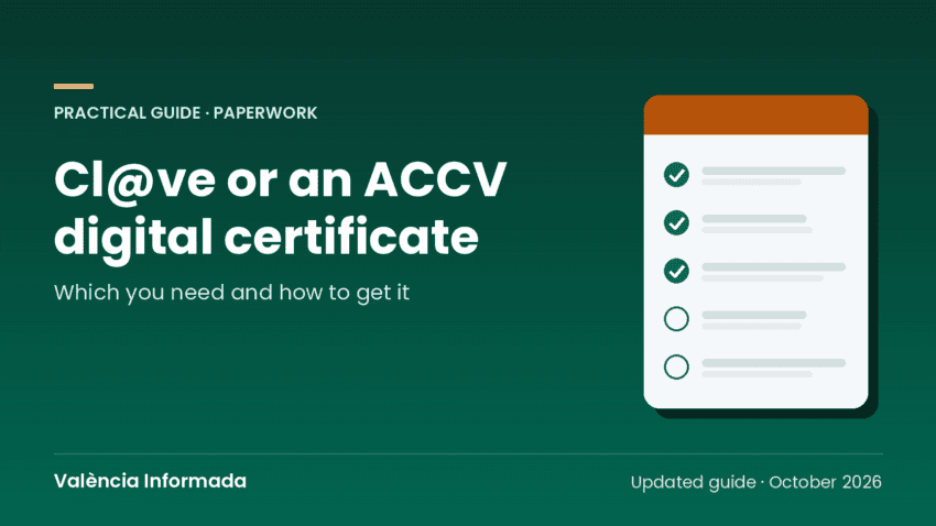 València Informada graphic with the title of the guide to Cl@ve and the ACCV digital certificate