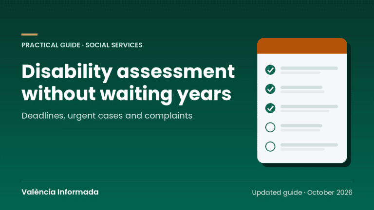 València Informada graphic with the title of the guide to disability assessment in the Valencian Community