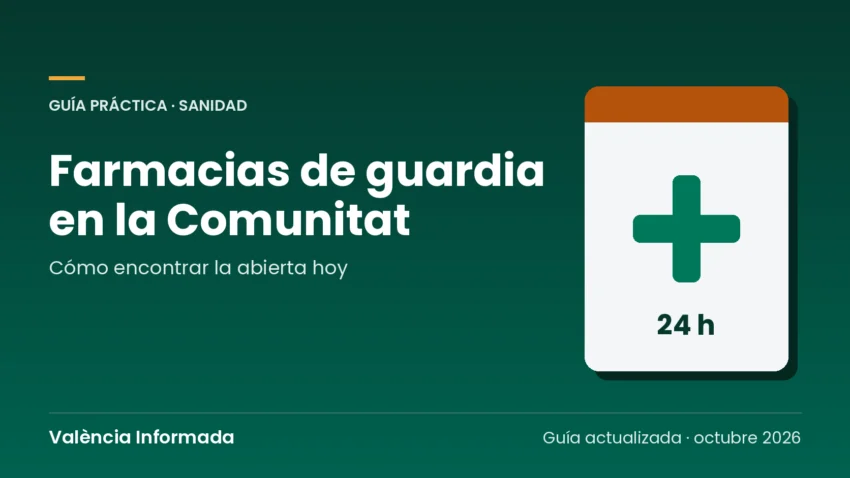 Gráfico de València Informada con el título de la guía sobre farmacias de guardia en la Comunitat Valenciana