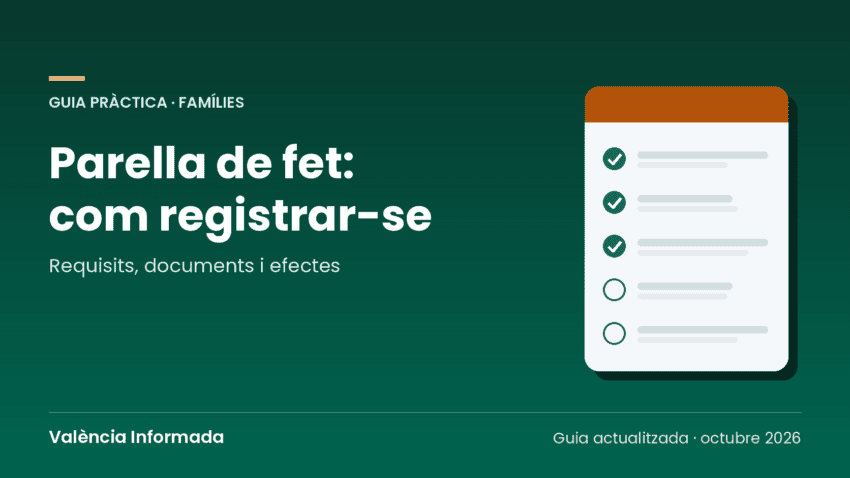 Gràfic de València Informada amb el títol de la guia per a registrar una parella de fet a la Comunitat Valenciana