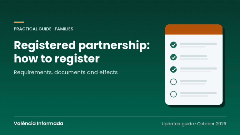 València Informada graphic with the title of the guide to registering a partnership in the Valencian Community
