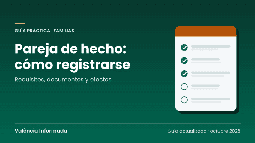 Gráfico de València Informada con el título de la guía para registrar una pareja de hecho en la Comunitat Valenciana