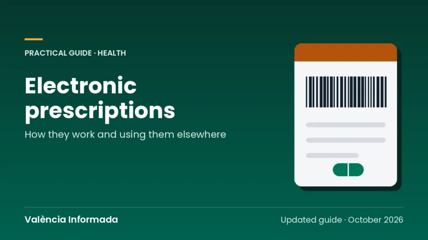 València Informada graphic with the title of the guide on electronic prescriptions in the Valencian Community