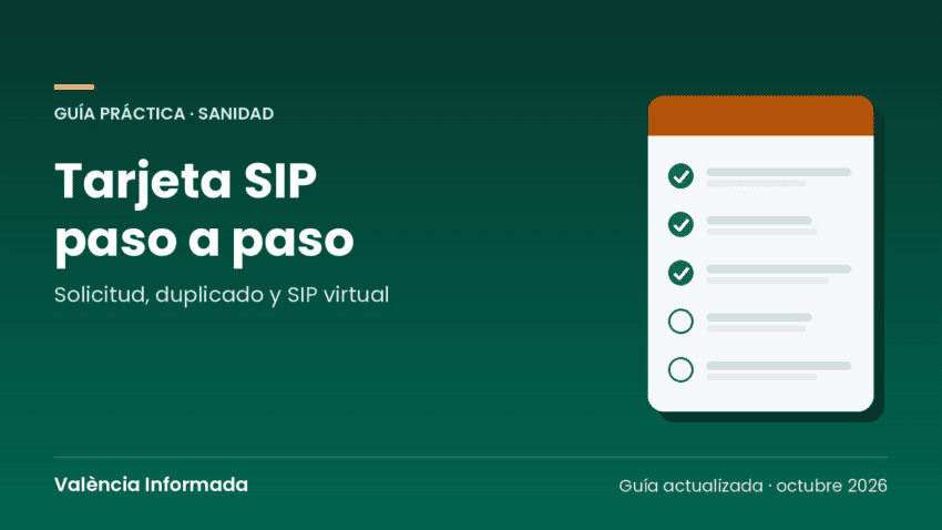 Gráfico de València Informada con el título de la guía de la tarjeta SIP de la Comunitat Valenciana